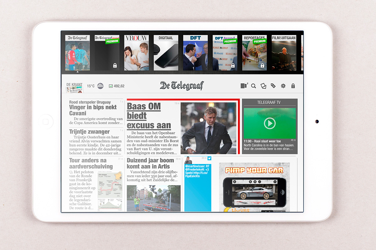 telegraaf krant-ipad-mini-front-pagina-katernkiezer-open